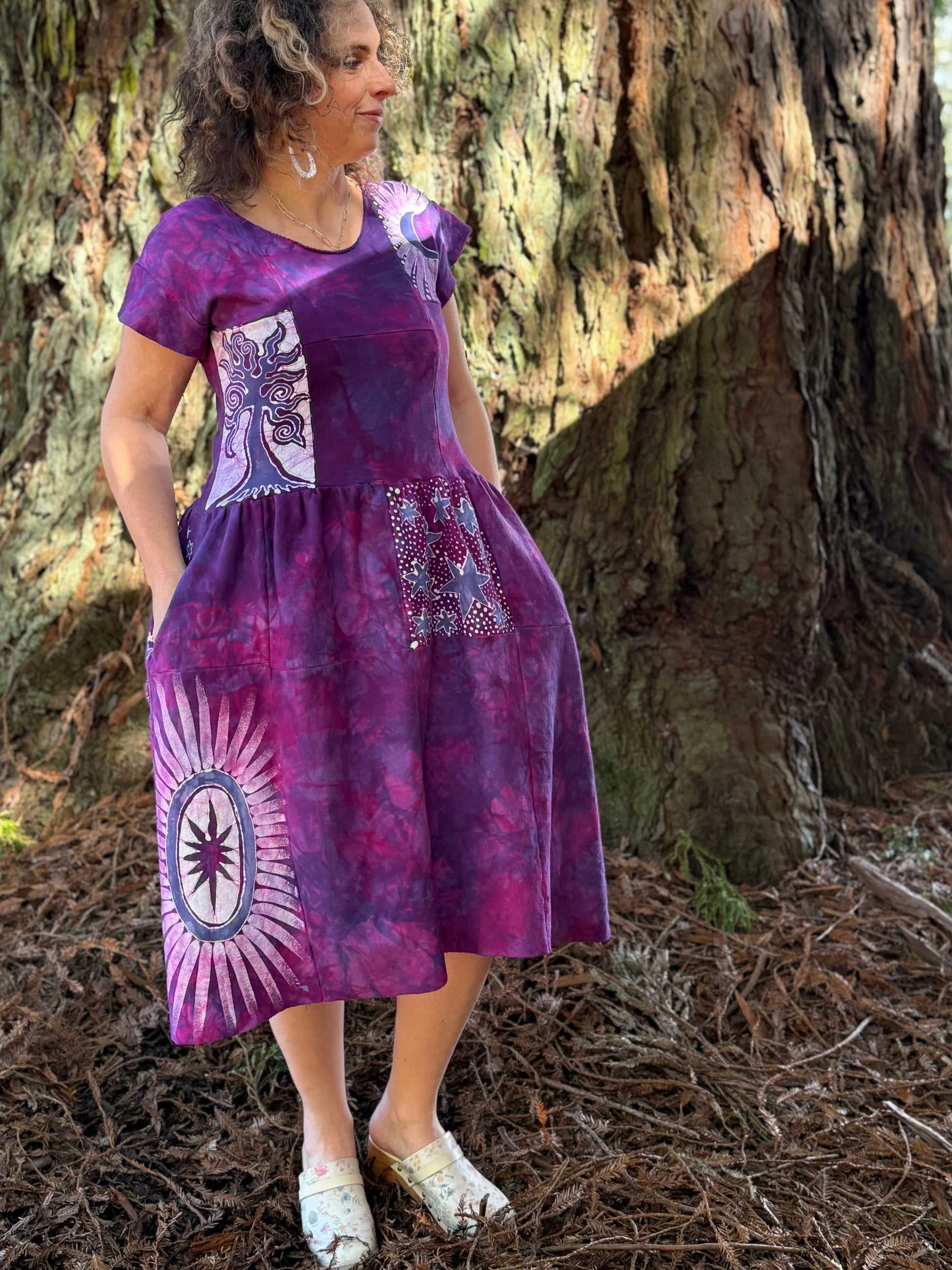 Mulberry Moon & Stars Batik Patchwork Dress Batikwalla by Victoria 
