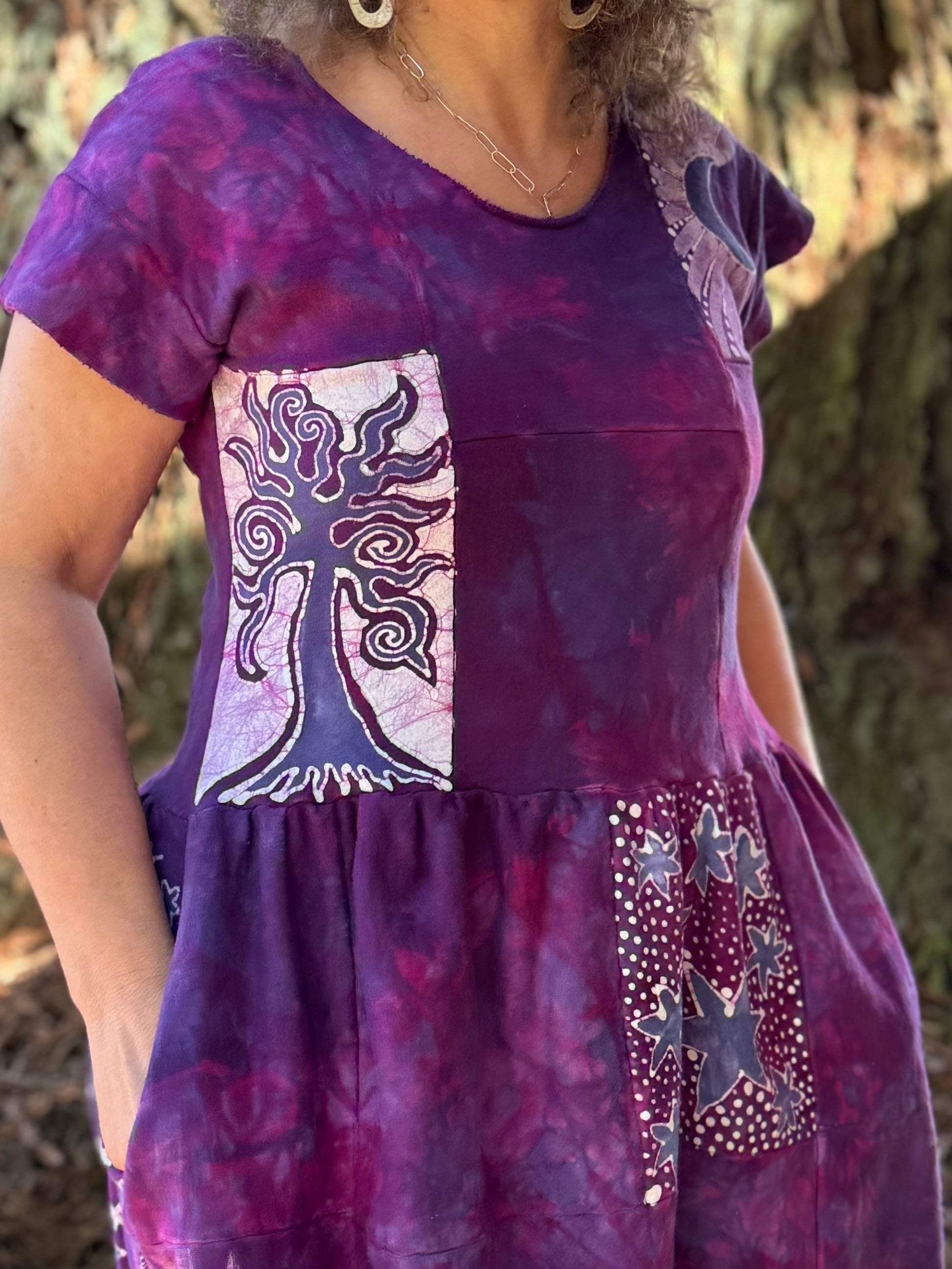 Mulberry Moon & Stars Batik Patchwork Dress Batikwalla by Victoria 