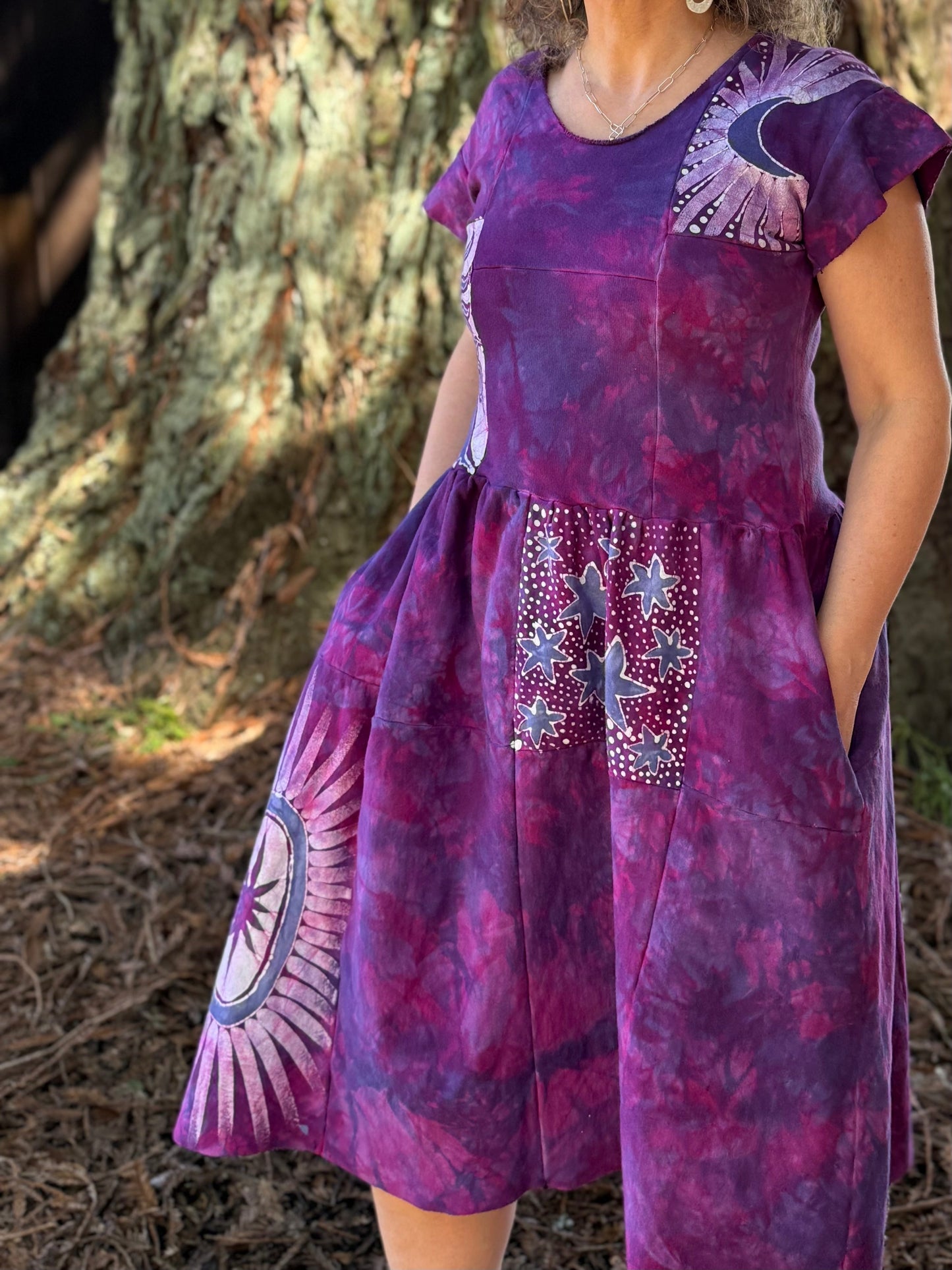 Mulberry Moon & Stars Batik Patchwork Dress Batikwalla by Victoria 