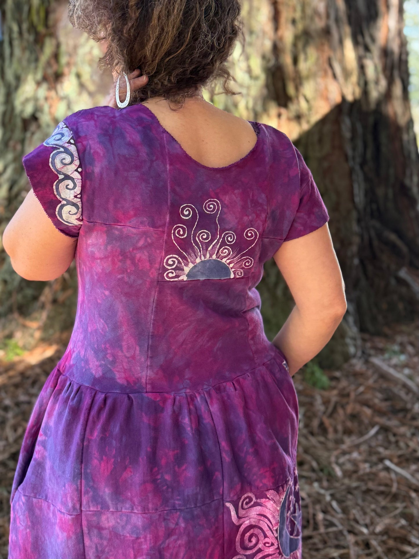Mulberry Moon & Stars Batik Patchwork Dress Batikwalla by Victoria 