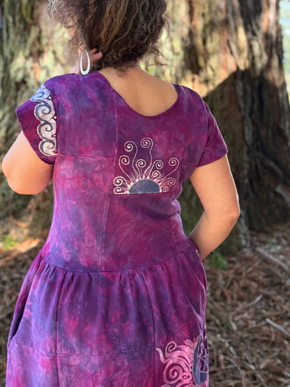 Mulberry Moon & Stars Batik Patchwork Dress Batikwalla by Victoria 