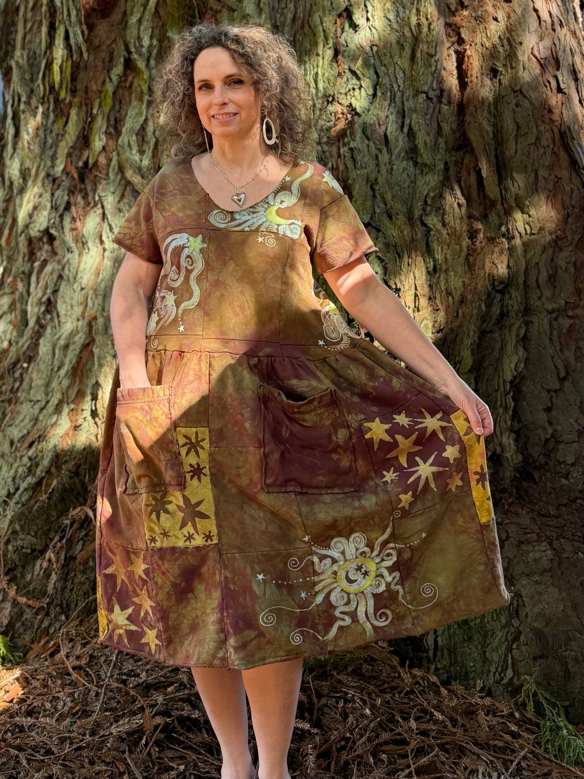 Golden Earth Moon Dress Batikwalla by Victoria Large 