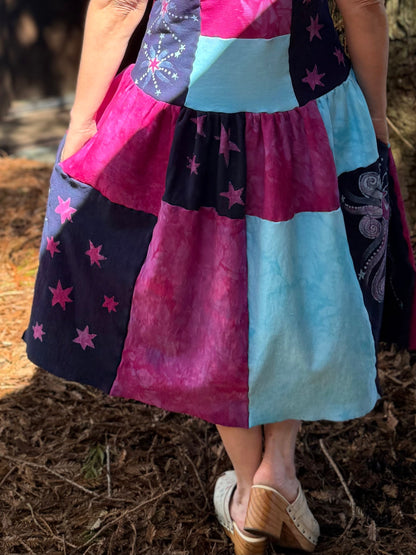 Midnight Moonbeams Patchwork Dress Batikwalla by Victoria 
