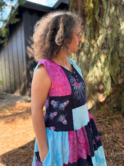 Midnight Moonbeams Patchwork Dress Batikwalla by Victoria 
