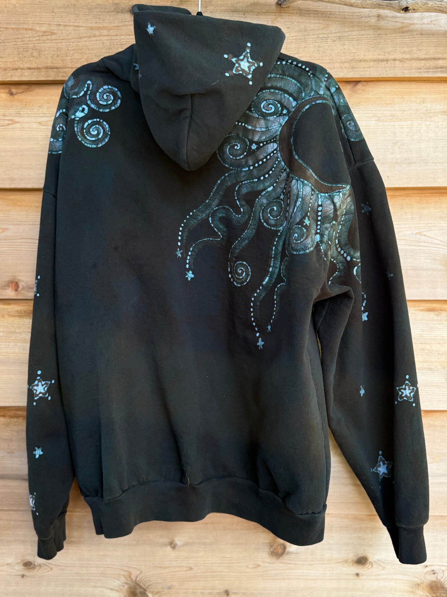 Forest Owl Tree of Life – Handcrafted Batik Zipper Hoodie - Size 2X hoodie batikwalla 