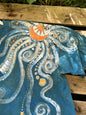 Coral Orange and Teal Original Batik Tshirt - Size Large Tshirts batikwalla Large 