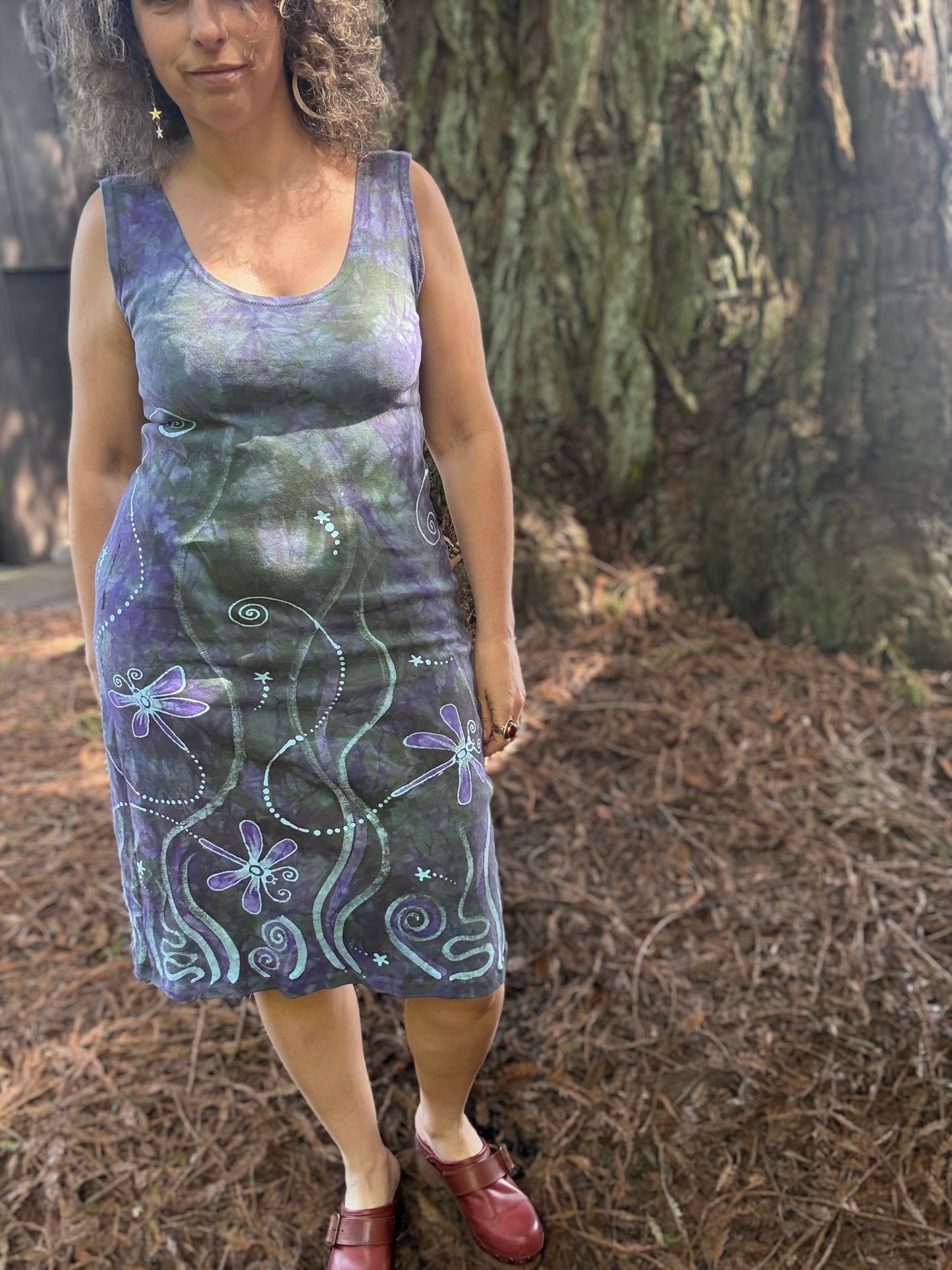 Batik Dragonfly Handmade Stretchy Summer Dress - Size Medium Batik Dresses Batikwalla 