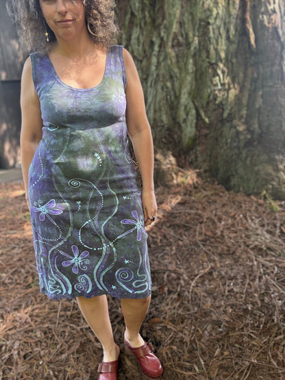 Batik Dragonfly Handmade Stretchy Summer Dress - Size Medium Batik Dresses Batikwalla 