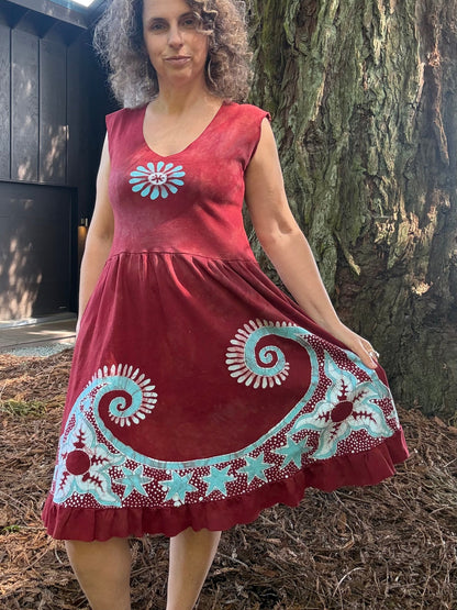 Butterfly & Dragonfly Batik Dress – Layered Earth Tones Batik Dresses Batikwalla 
