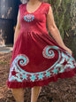 Starfish Sun and Waves in Red and Turquoise - Handmade Batik Dress Batik Dresses Batikwalla Medium 
