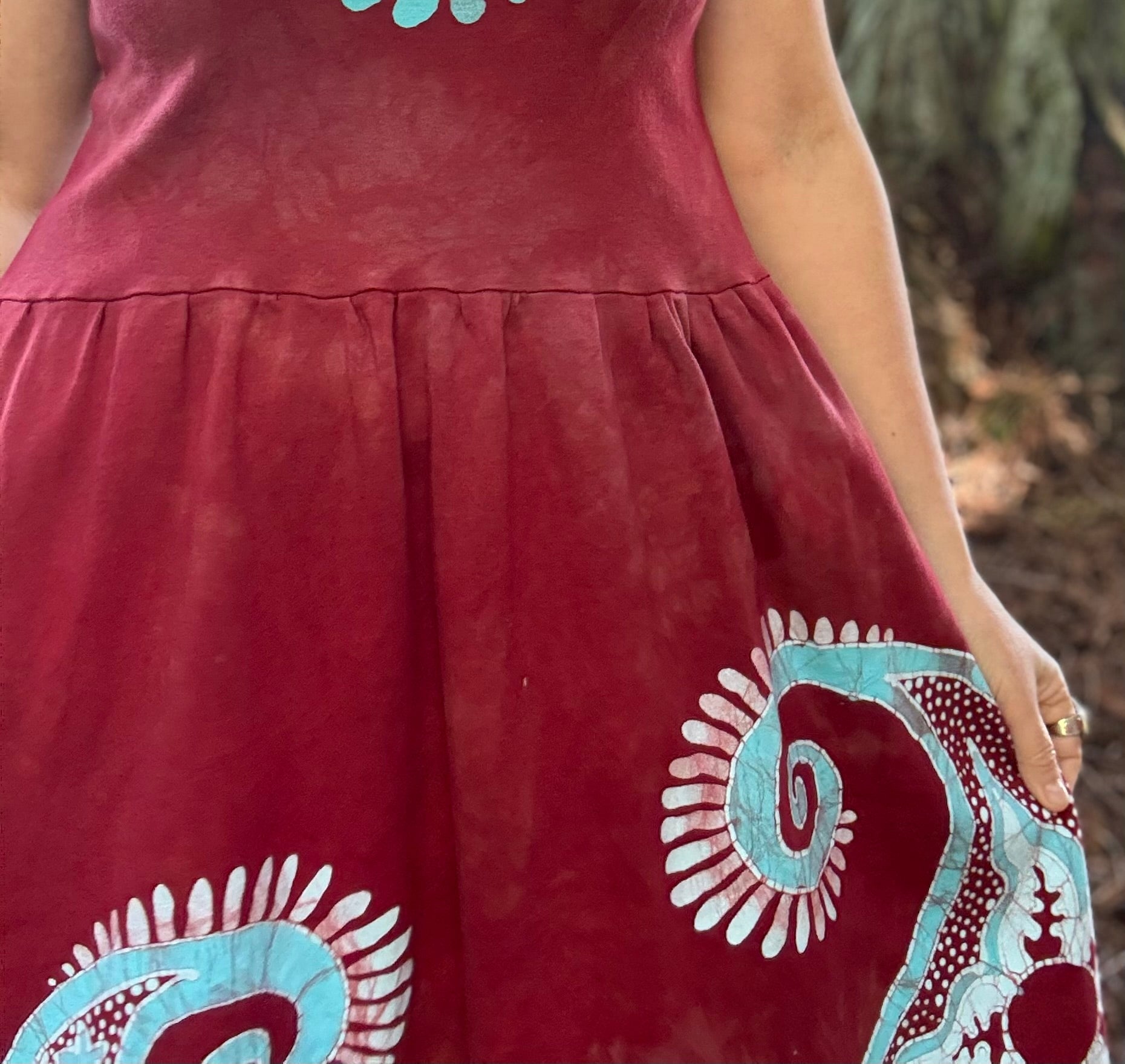 Butterfly & Dragonfly Batik Dress – Layered Earth Tones Batik Dresses Batikwalla 