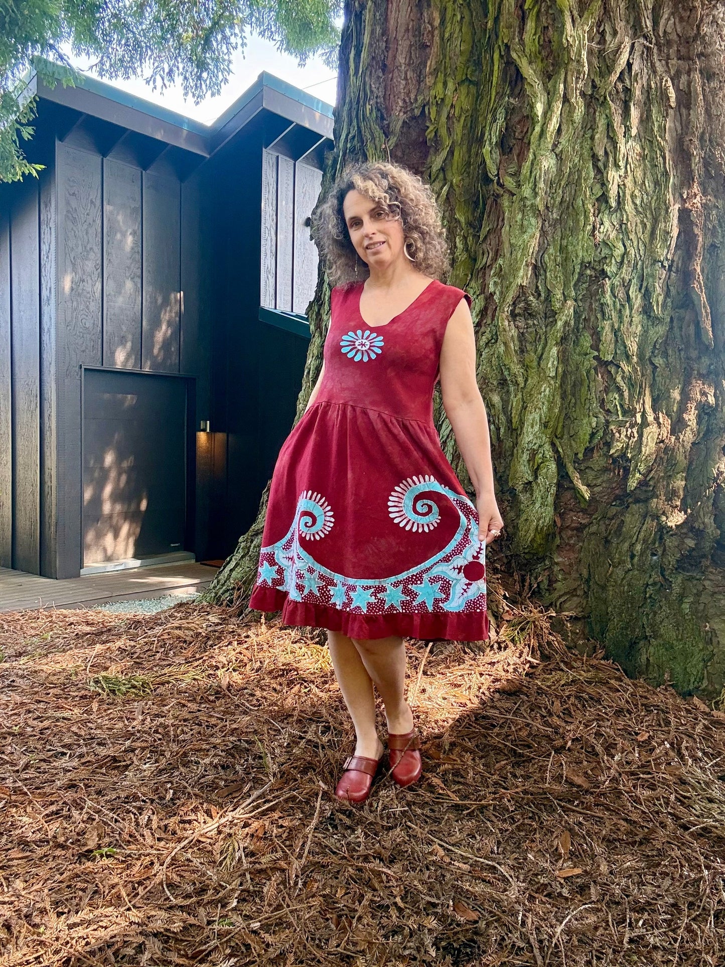 Butterfly & Dragonfly Batik Dress – Layered Earth Tones Batik Dresses Batikwalla 