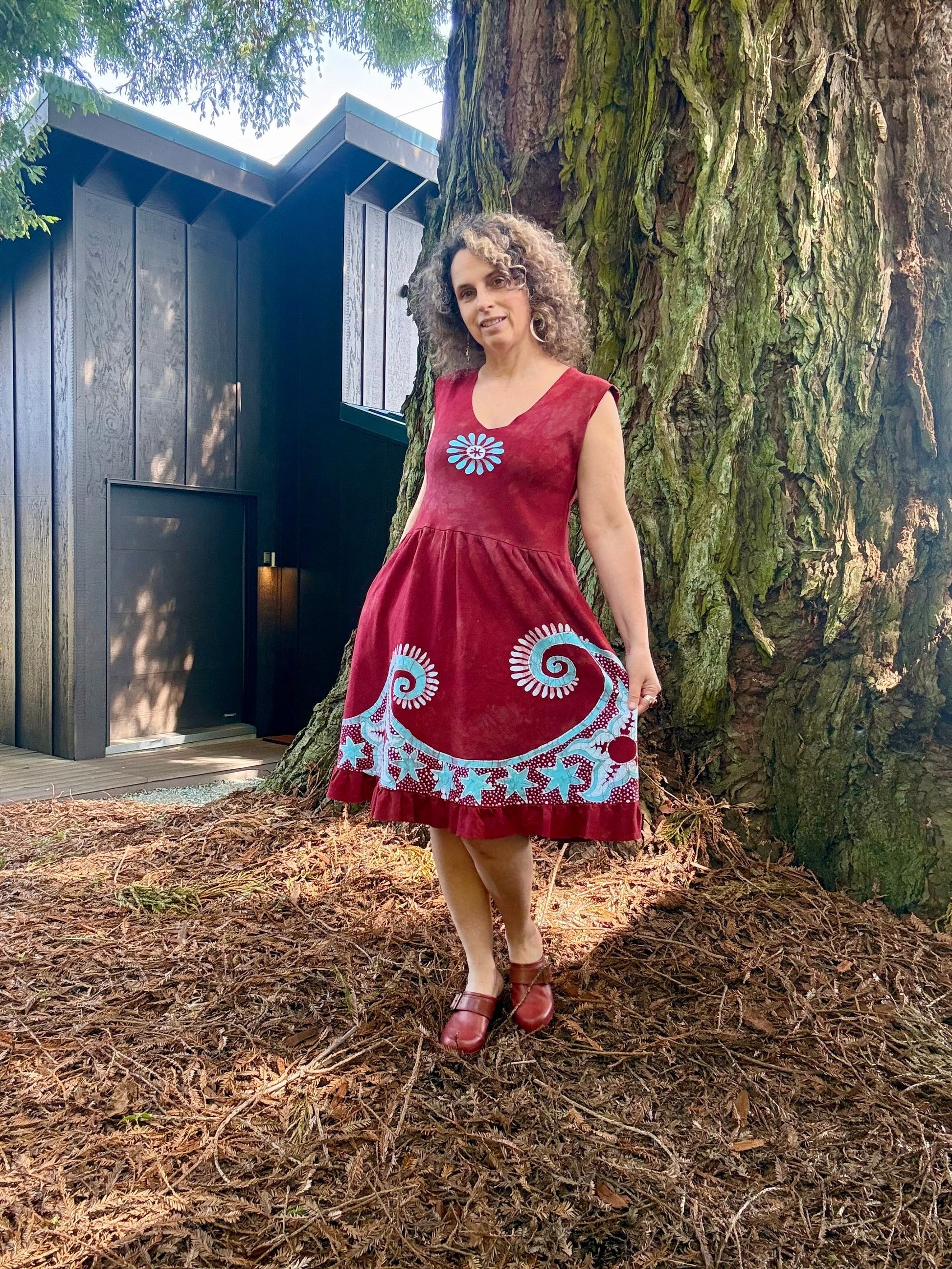 Butterfly & Dragonfly Batik Dress – Layered Earth Tones Batik Dresses Batikwalla 