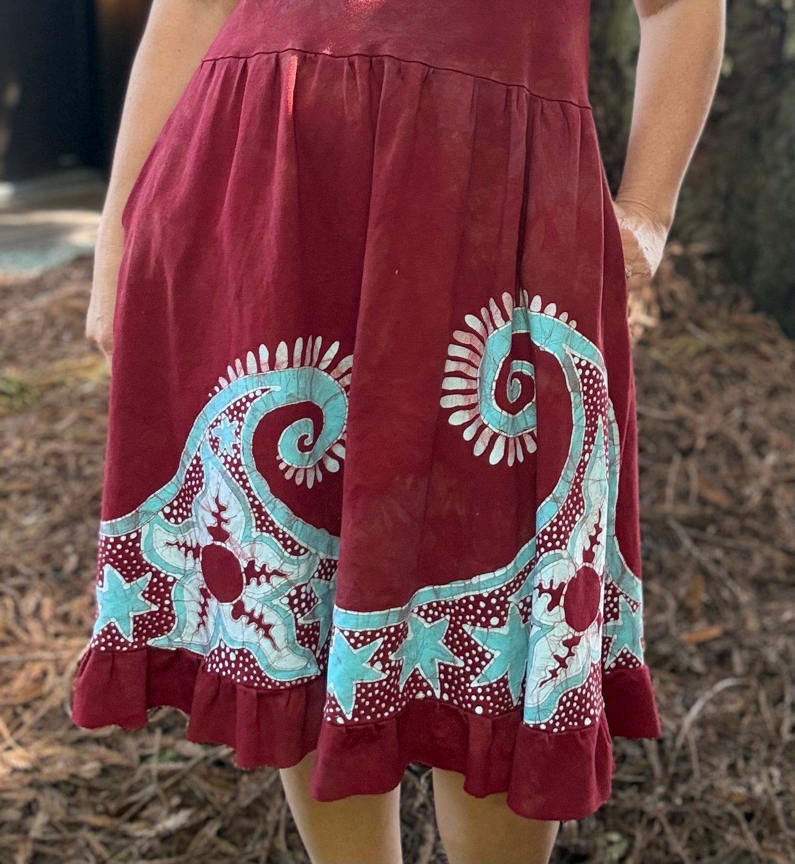Butterfly & Dragonfly Batik Dress – Layered Earth Tones Batik Dresses Batikwalla 