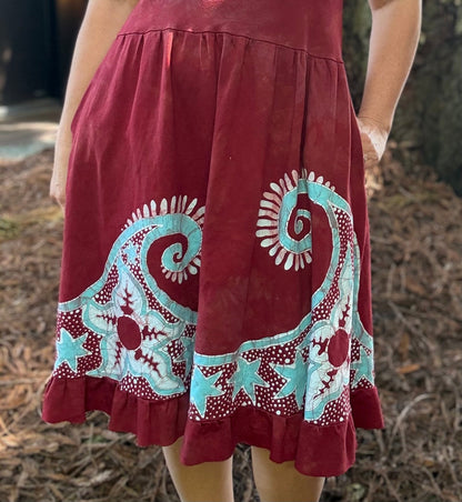 Butterfly & Dragonfly Batik Dress – Layered Earth Tones Batik Dresses Batikwalla 