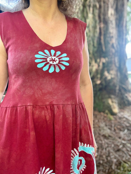 Butterfly & Dragonfly Batik Dress – Layered Earth Tones Batik Dresses Batikwalla 
