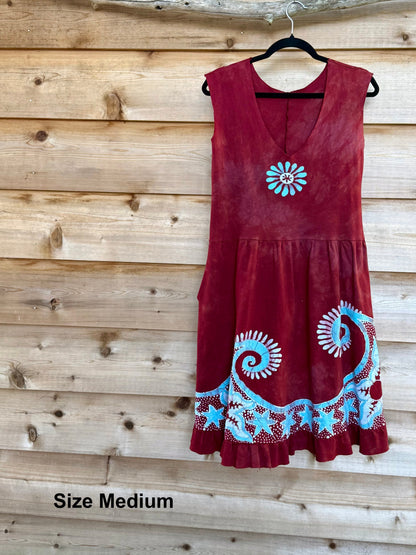 Butterfly & Dragonfly Batik Dress – Layered Earth Tones Batik Dresses Batikwalla 