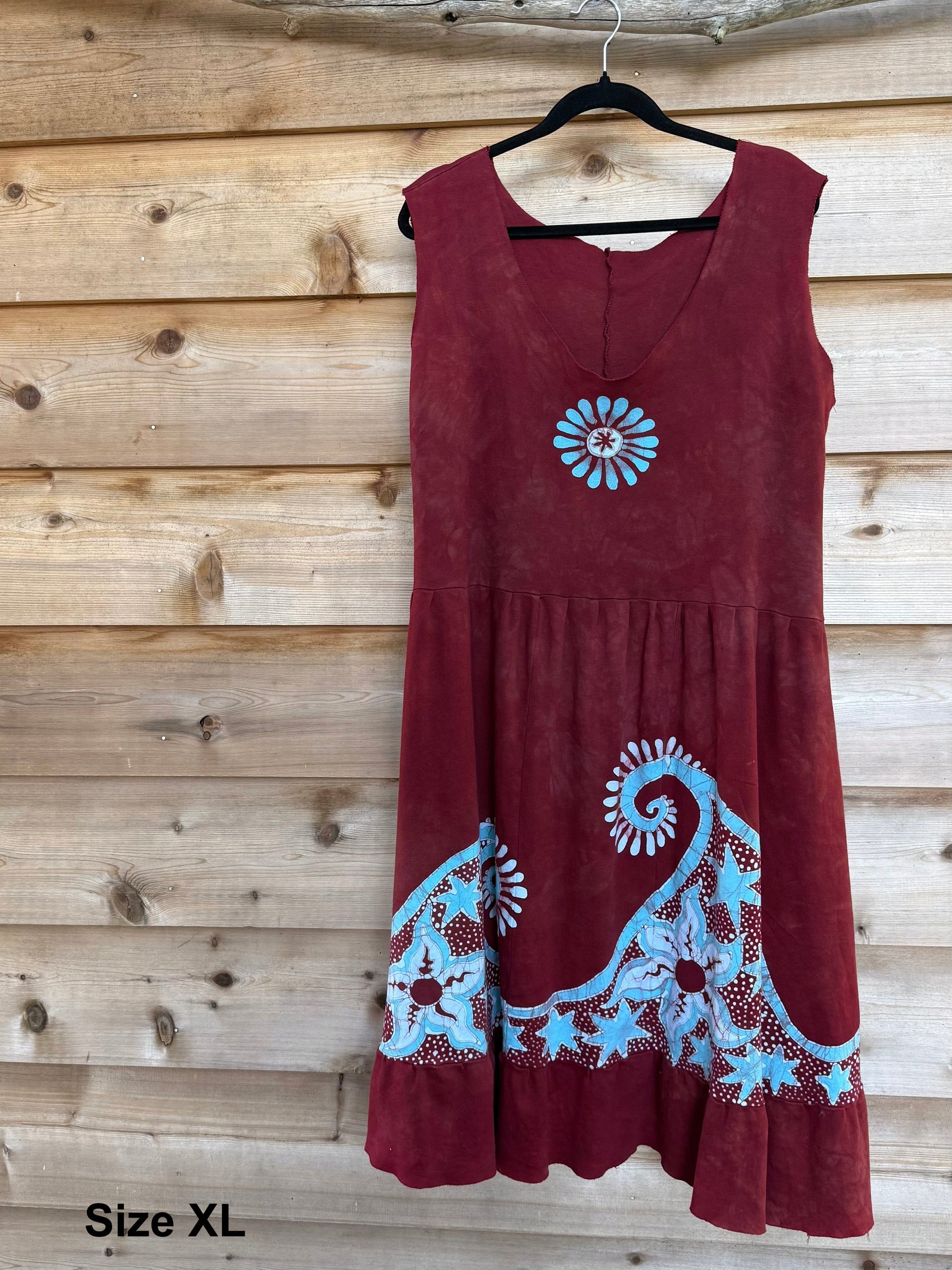 Butterfly & Dragonfly Batik Dress – Layered Earth Tones Batik Dresses Batikwalla XL 