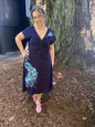 Peacock Twist Front Tee Dress in Dark Blue – Handmade Batik Artist Dress Batikwalla by Victoria 2XL 