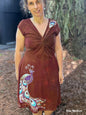 Peacock Twist Front Tee Dress in Red – Handmade Batik Artist Dress Batikwalla by Victoria Medium 