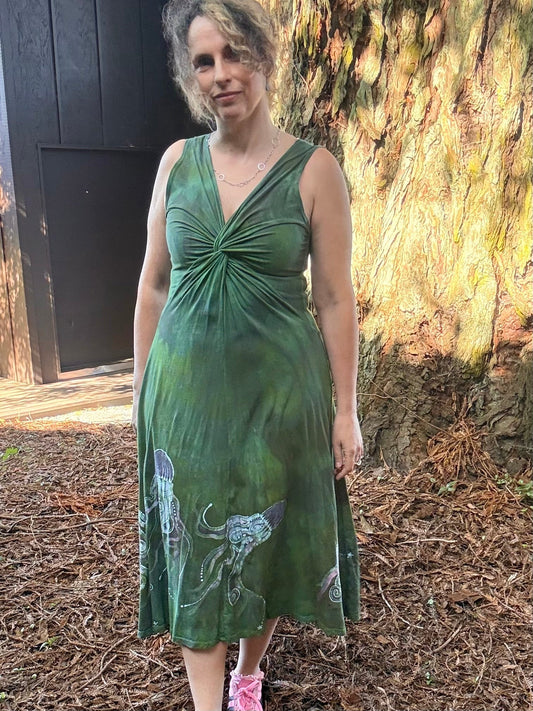Ocean Dream Jellyfish Twist Front Dress - size Medium Batikwalla by Victoria 