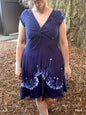 Midnight Currents Twist Front Tee Dress – Handmade Batik Artist Dress Batikwalla by Victoria Small 