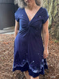 Midnight Currents Twist Front Tee Dress – Handmade Batik Artist Dress Batikwalla by Victoria Large 