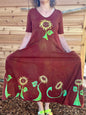 Red Sunflower Batik Dress With Pockets - Size Small Batik Dresses Batikwalla 