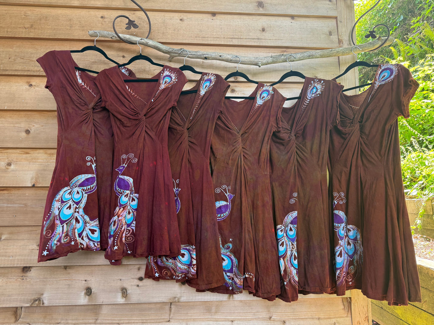Peacock Twist Front Tee Dress in Red – Handmade Batik Artist Dress Batikwalla by Victoria 