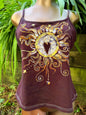 Center Heart in Maroon Hand Painted Batik Tank Top - Plus Sizes Tops batikwalla XL 