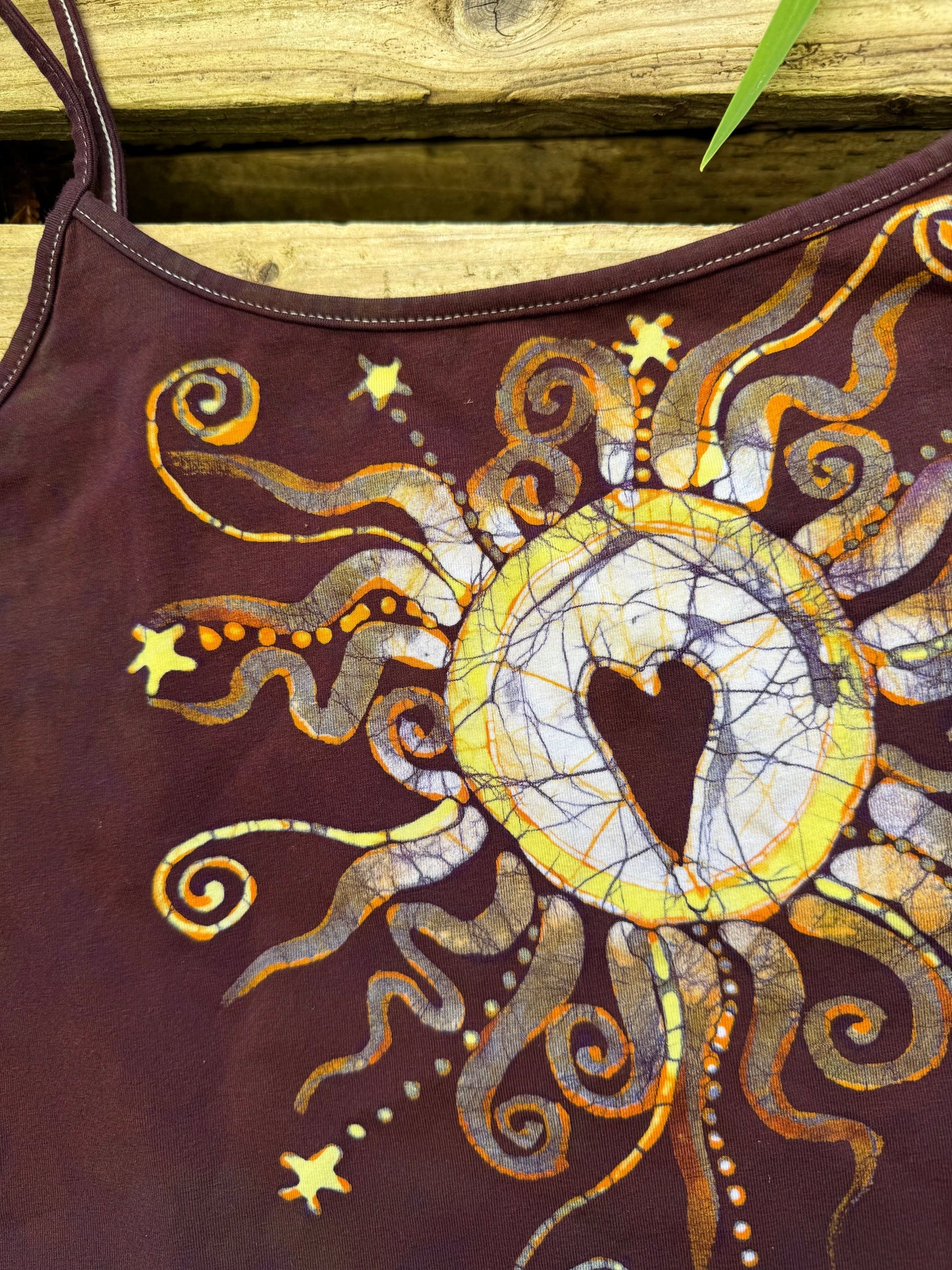 Center Heart in Maroon Hand Painted Batik Tank Top - Plus Sizes Tops batikwalla 3X 