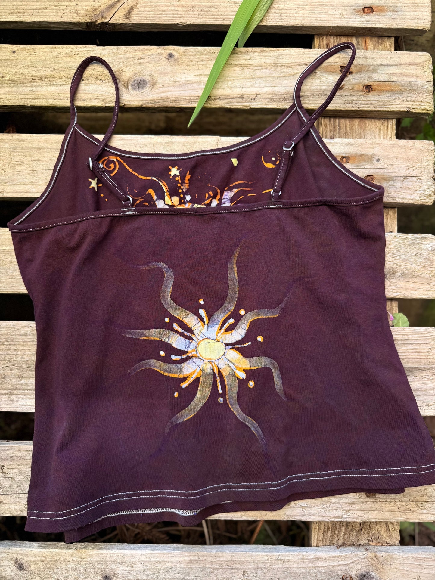 Center Heart in Maroon Hand Painted Batik Tank Top - Plus Sizes Tops batikwalla 