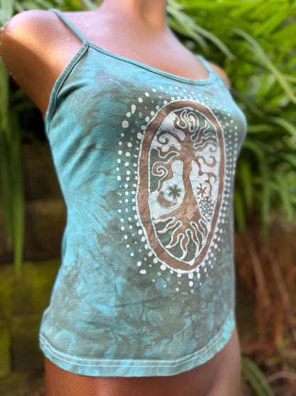 Mossy Batik Tree Pendant Hand Painted Batik Tank Top Tops batikwalla 