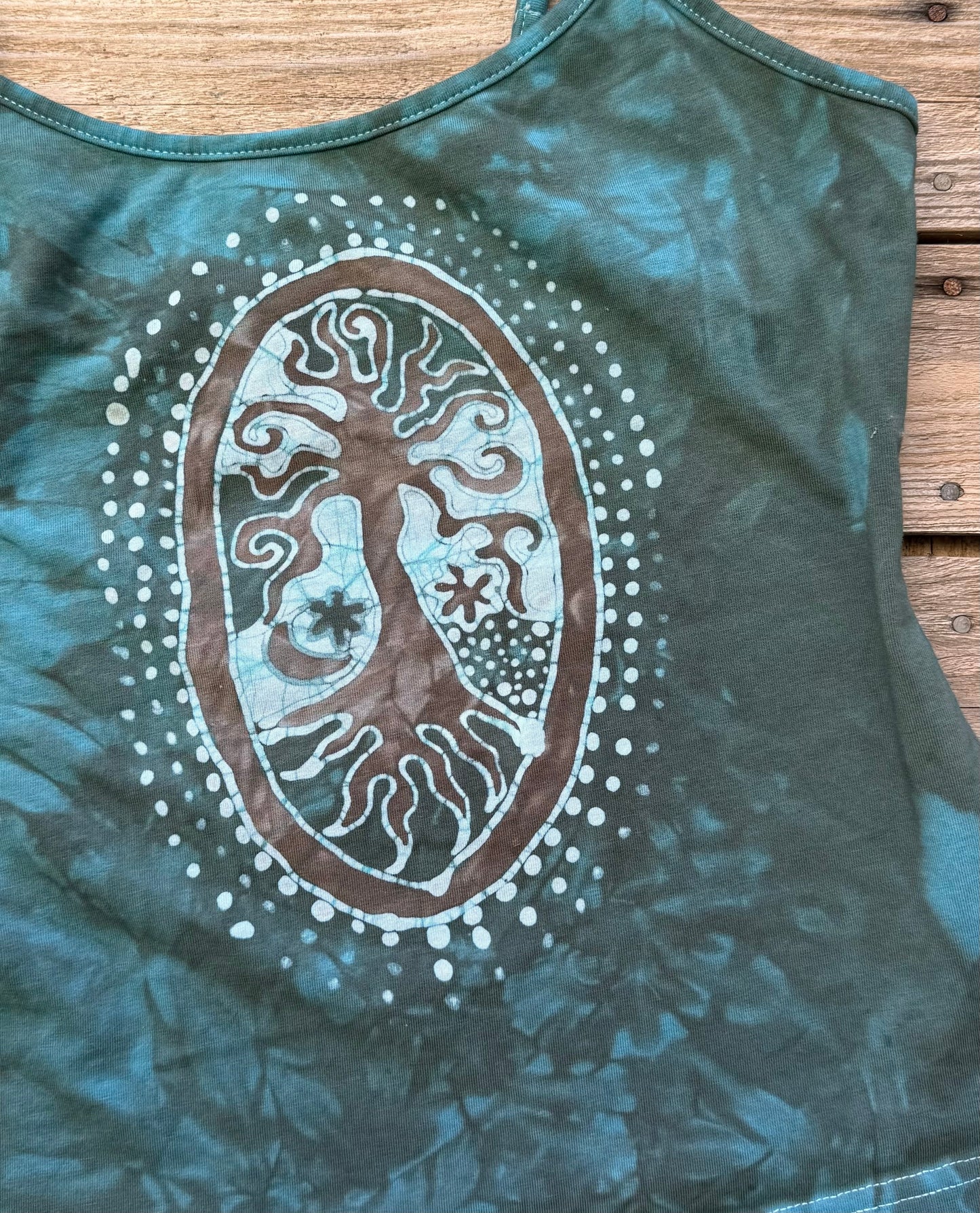 Mossy Batik Tree Pendant Hand Painted Batik Tank Top Tops batikwalla Large 