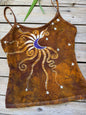 Deep Gold and Purple Moon Stars Hand Painted Batik Tank Top Tops batikwalla Medium 