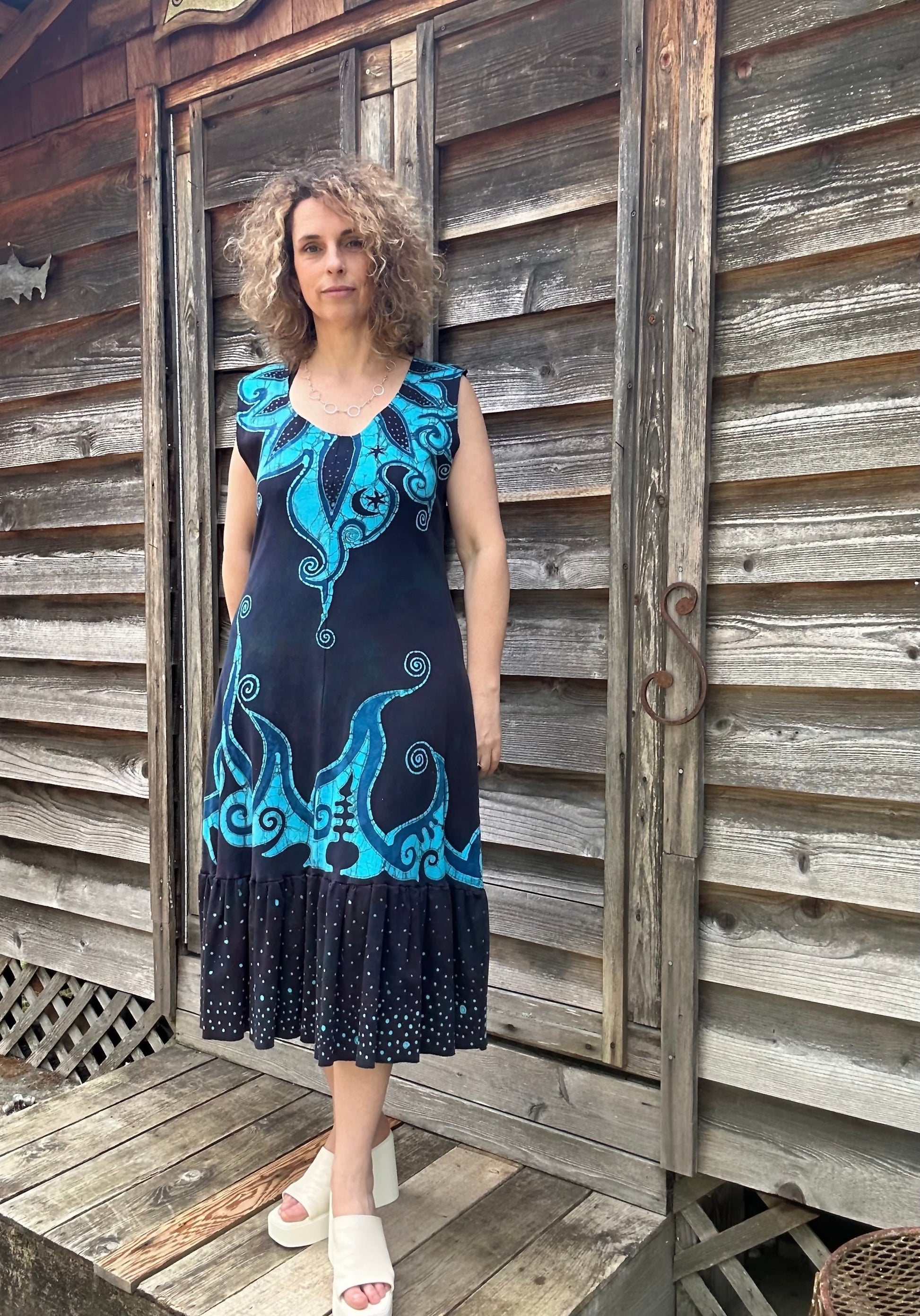 Blue Lotus Moon Dress in Organic Cotton