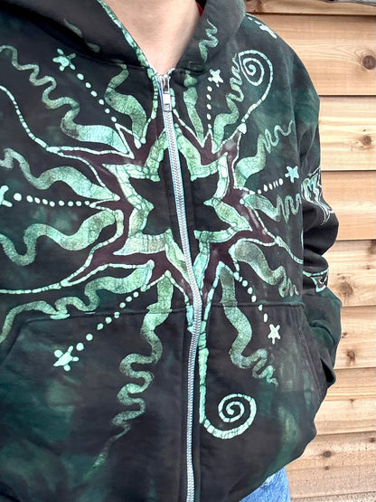 Forest Green Star Handmade Batik Hoodie hoodie batikwalla 
