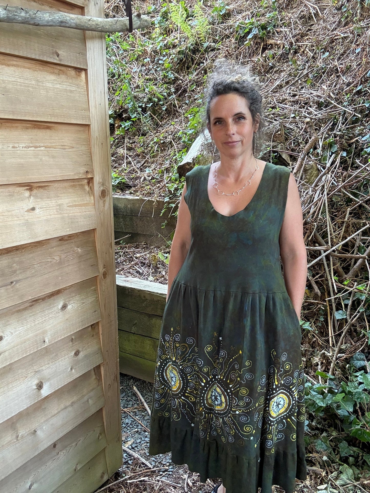 Brave The Storm With Pockets - Handmade Batik Dress in size XL Batik Dresses Batikwalla 