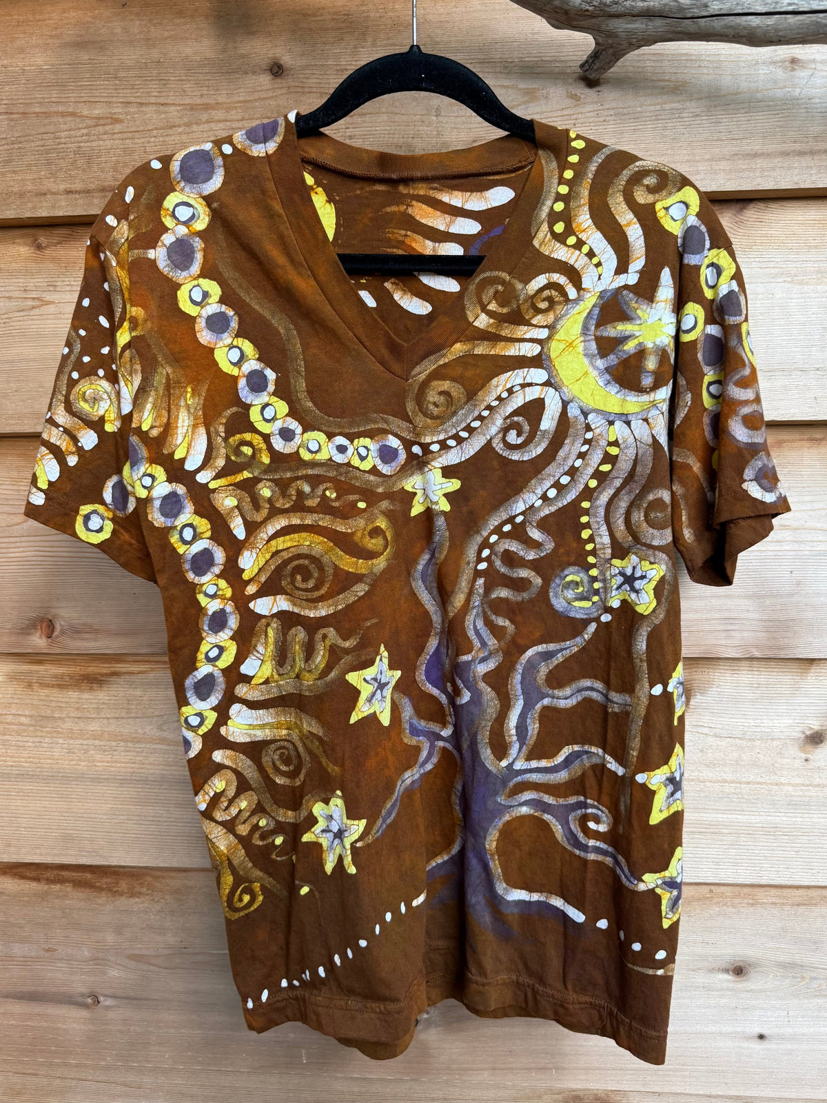 Autumn Forest With Wild Hippie Roots Handcrafted Batik Vneck Tshirt Tshirts batikwalla Large 