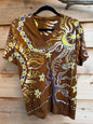 Autumn Forest With Wild Hippie Roots Handcrafted Batik Vneck Tshirt Tshirts batikwalla Large 
