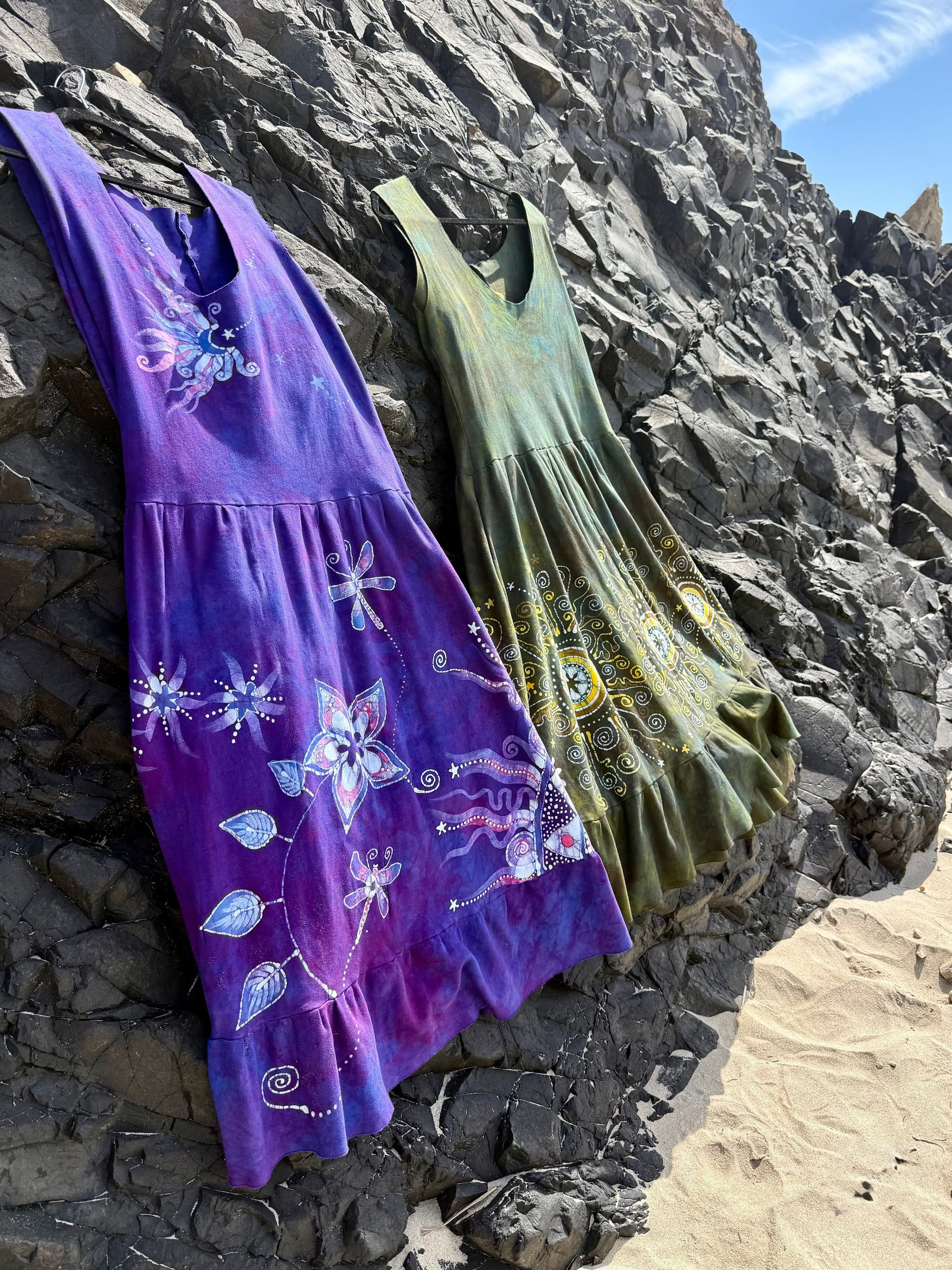 Brave The Storm With Pockets - Handmade Batik Dress in size XL Batik Dresses Batikwalla 