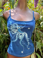 Blue Moon and Stars Hand Painted Batik Tank Top Tops batikwalla Small 
