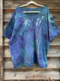 Dragonfly in Teal and Purple Cotton Cropped Crew Tee Shirts & Tops Batikwalla by Victoria 2X 