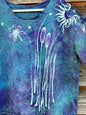 Dragonfly in Teal and Purple Cotton Cropped Crew Tee Shirts & Tops Batikwalla by Victoria XL 