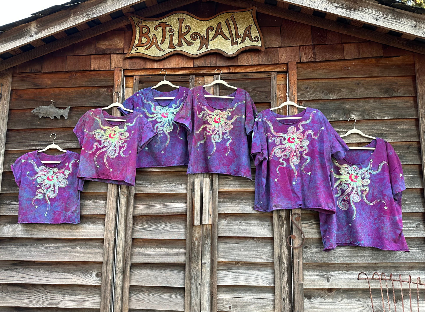 Sunrise Sunset Batik Cotton Cropped Crew Tee - Size 3X Shirts & Tops Batikwalla by Victoria 