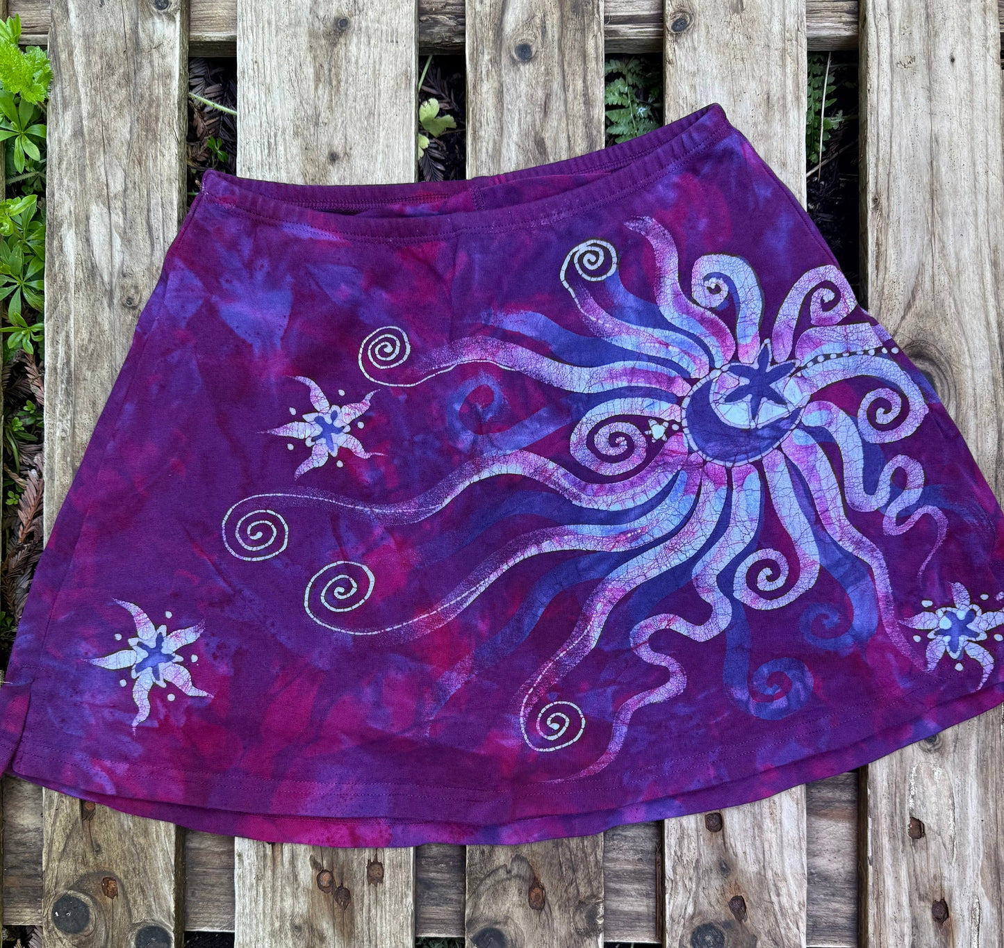 Hot Pink Moonbeams Hand Painted Batik Skort Batikwalla by Victoria Small 