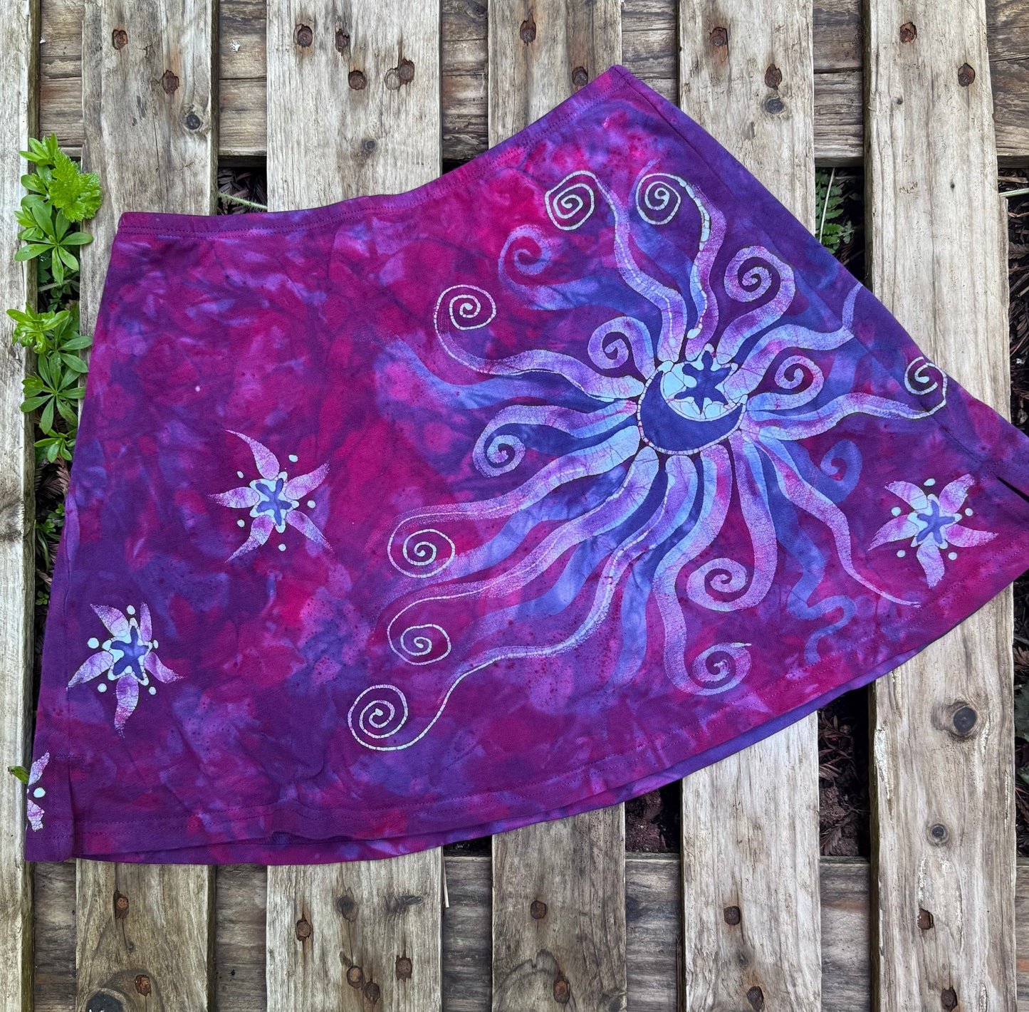 Hot Pink Moonbeams Hand Painted Batik Skort Batikwalla by Victoria Medium 