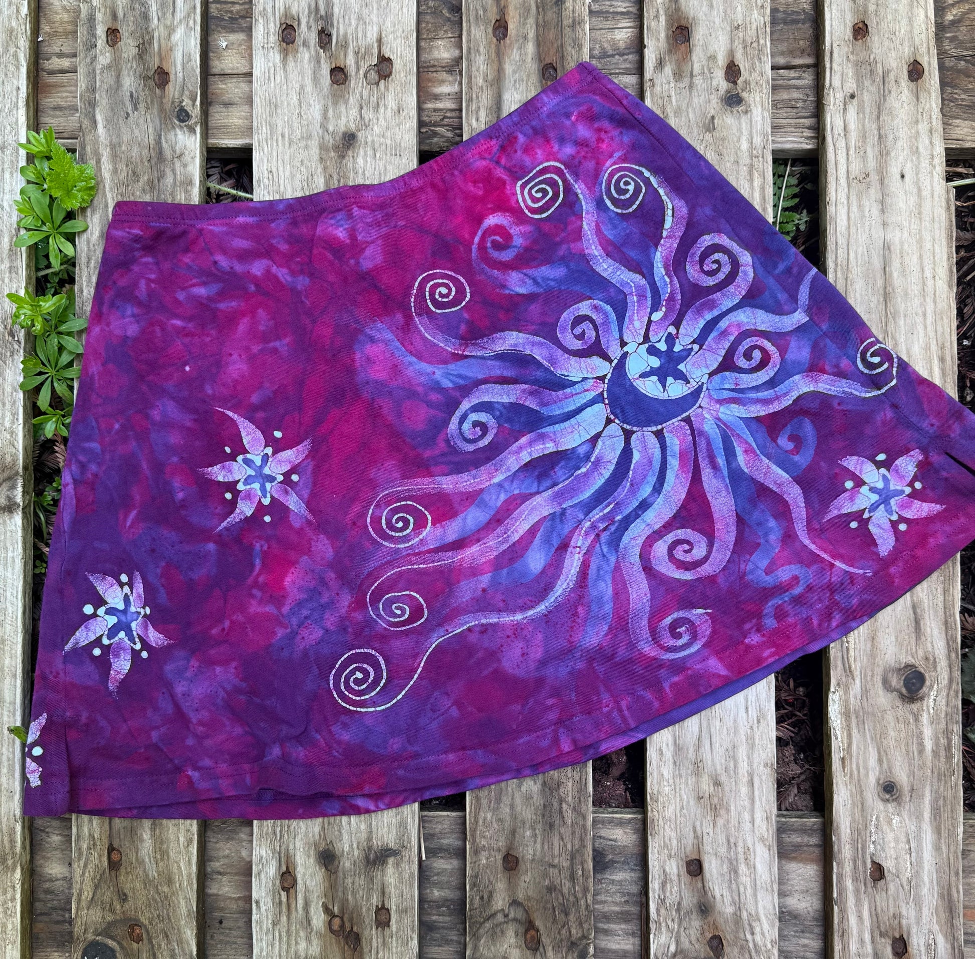 Hot Pink Moonbeams Hand Painted Batik Skort Batikwalla by Victoria Medium 