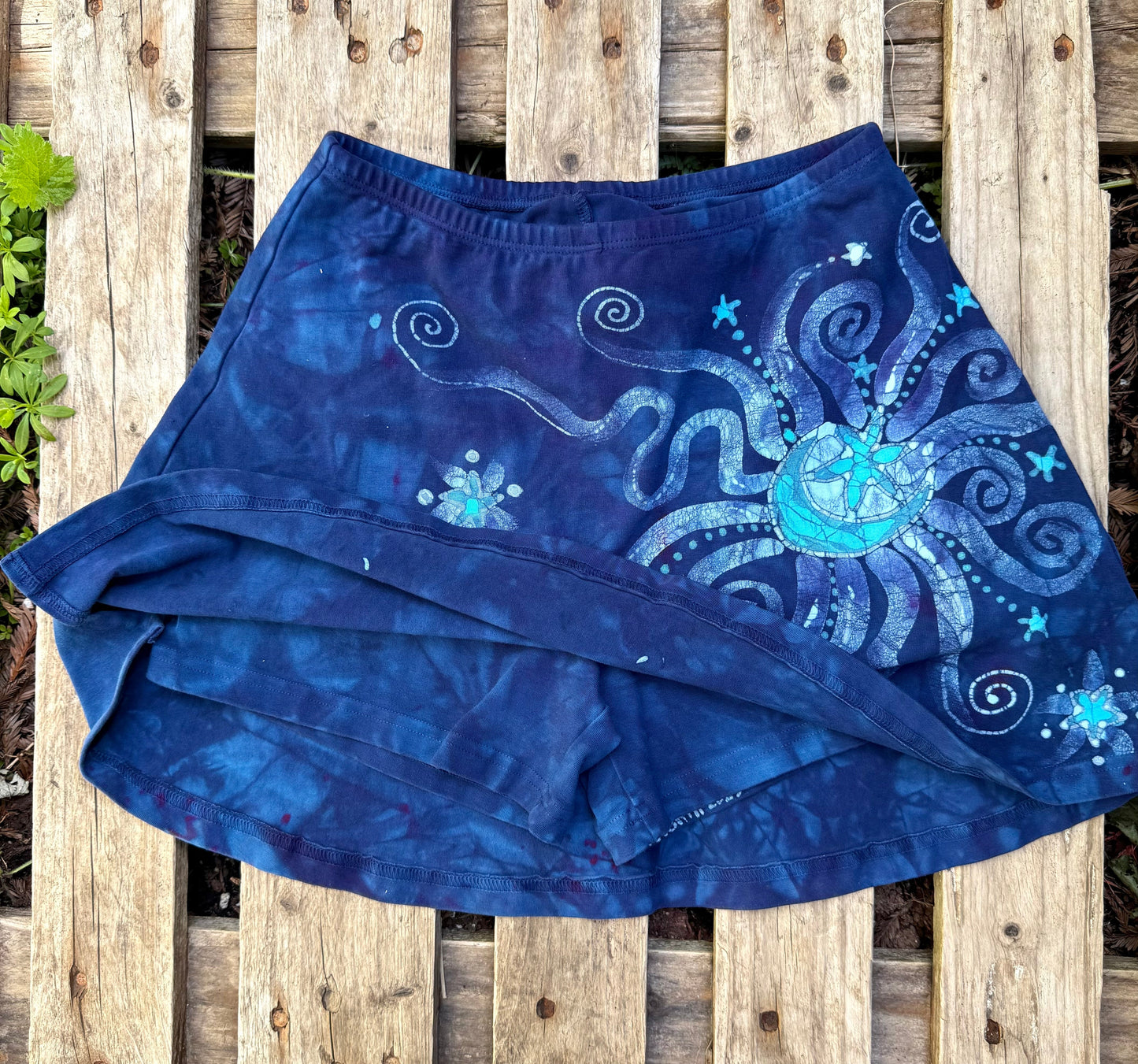 Blue Moon Hand Painted Batik Skort Batikwalla by Victoria Medium 