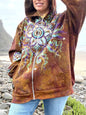 Amber Sky Lotus Flower Handmade Batik Zipper Hoodie - Unisex Size 2X hoodie batikwalla 2X 